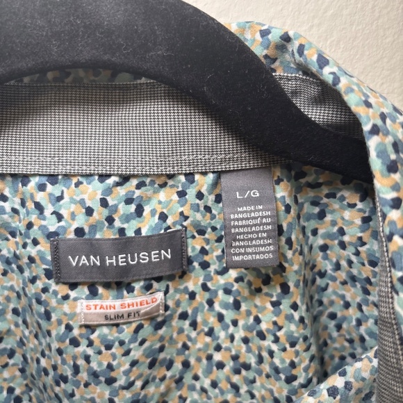 VanHeusen Studio Slim Fit Polo Shirt Size Large Blue Multicolor - Picture 2 of 6